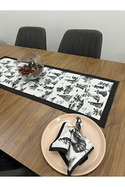 Elvya Toile De Jouy Paris Runner 40X110 cm |   100% Cotton Digital Printed Tablecloth |   Classic French Style