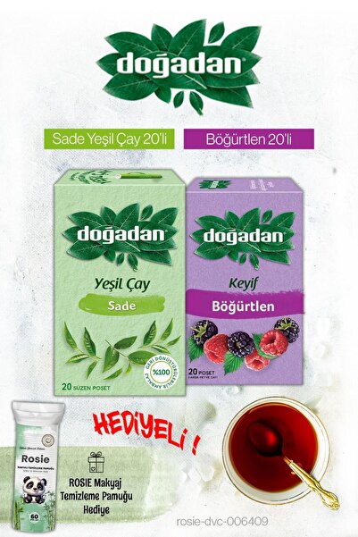 Doğadan Blackberry Mixed Fruit and Green Tea Plain Tea Bag and Rosie Gift