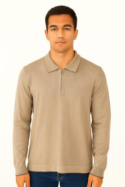 Markova Uzun Kollu Polo Yakalı Yarım Fermuarlı Viscon Karışımlı Erkek Triko Kazak 489