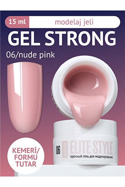 ELİTE STYLE Kalıcı Oje Strong Jel 06 (15 gr) – Nude Pembe Yapılandırıcı Tırna...