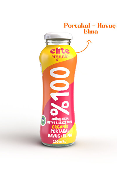 Elite Naturel Organik Elma-Portakal-Havuç Suyu 200 Ml