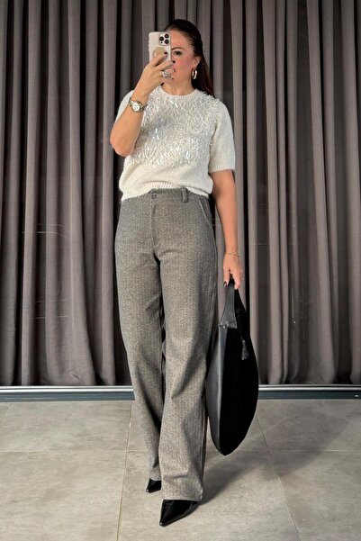 Mine Sabuncuoğlu Moss Kaşmir Pantolon Gri