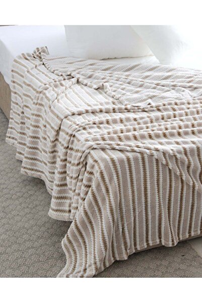 REDTAG Beige Jacquard Blanket (Single Size)