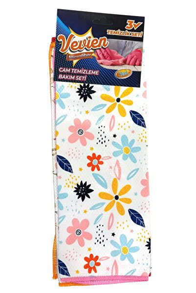 VEVİEN HOME Πανί καθαρισμού από μικροΐνες με λουλουδάτο σχέδιο |   3 τεμάχια 40x40 εκ