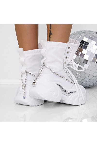 mei Women's Platform Boots 3AL5 White