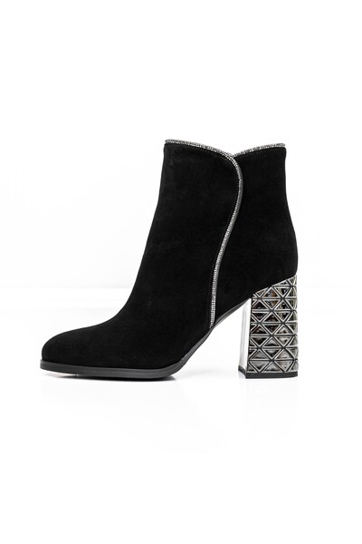 Jose Simon Γυναικεία μποτάκια με χοντρό τακούνι K9071-80B Μαύρα