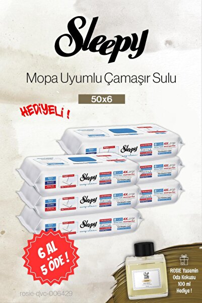 Sleepy اشتري 6 واحصل على 5 مجانًا - منظف الأرضيات المائي المتوافق مع 50 قطعة، عطر روزي ياسمين للغرف