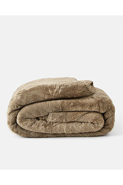 REDTAG Taupe Plush Blanket (Double Size)