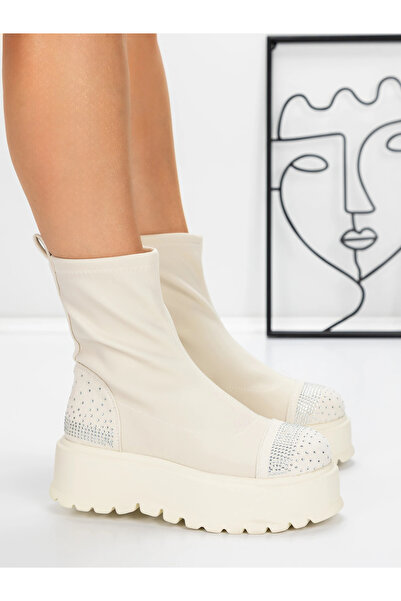 mei Women's Platform Boots 3AL78 Beige