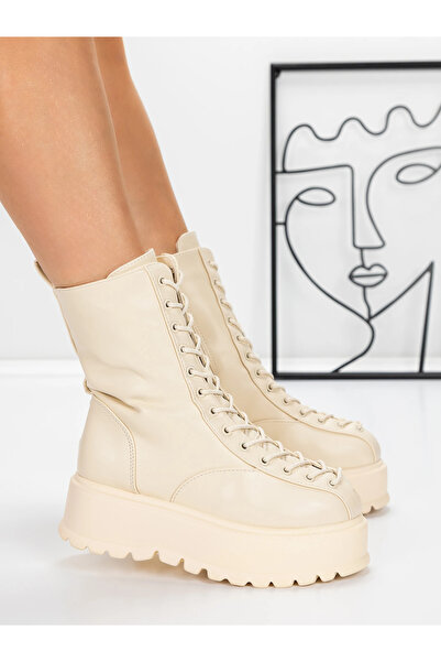 mei Ghete Dama cu Platforma 3AL77 Bej