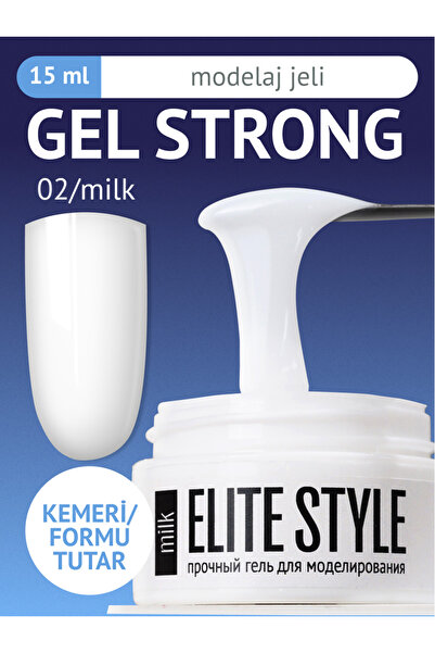 ELİTE STYLE Kalıcı Oje Strong Jel 02 (15 gr) – Süt Beyazı Yapılandırıcı Tırna...