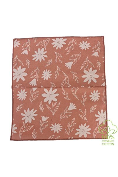 Exve Exclusive Yavruağazı Flower Printed 100% Cotton Organic Certified Extra Sewn Pocket Collar Handkerchief in the Middle