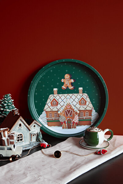 Sarkap Home Yılbaşı Desenli Dekoratif Metal Tepsi - Bread House