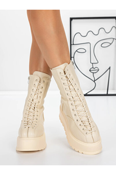 mei Ghete Dama cu Platforma 3AL77 Bej