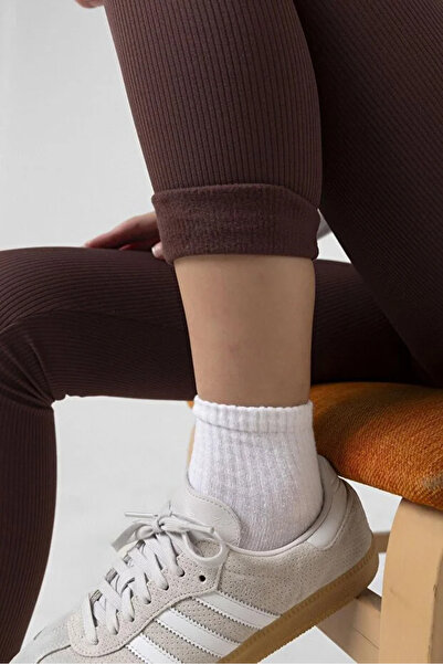 Coşkun GİYİM Women's Yülekbel Fleece-Lined Corded Fabric Leggings Brown 1024
