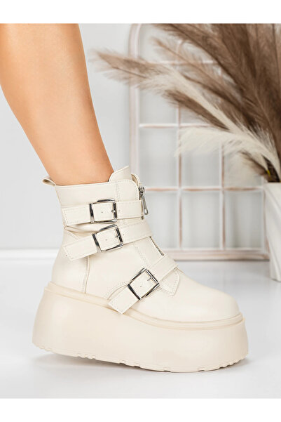 mei Ghete Dama cu Platforma 56WL13 Bej