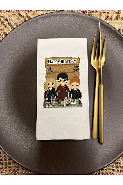 kidspartim مناديل حفلات هاري بوتر مطبوع بيضاء 16 قطعة