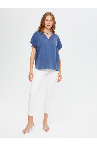 Faik Sönmez Women's Knitwear Collared Short Sleeve Blouse 25Yus25Blz028