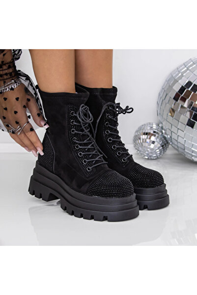 mei Ghete Dama cu Platforma 3AL1 Negru-Negru