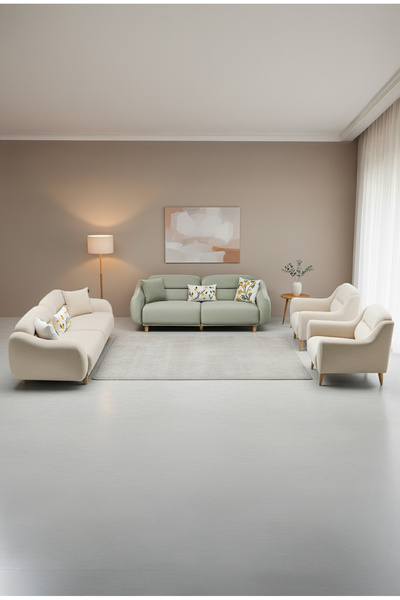 Rolivs Stella 3-3-1-1 Gürgen Ağacı Ayak Koltuk Takımı - Kadife