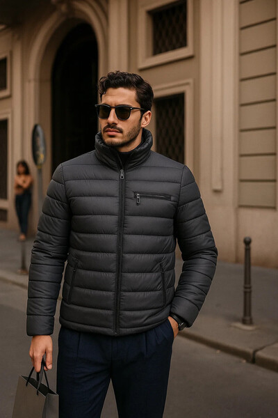 comstar Men's Comfort Zippered Casual Winter Smoked Puffer Jacket