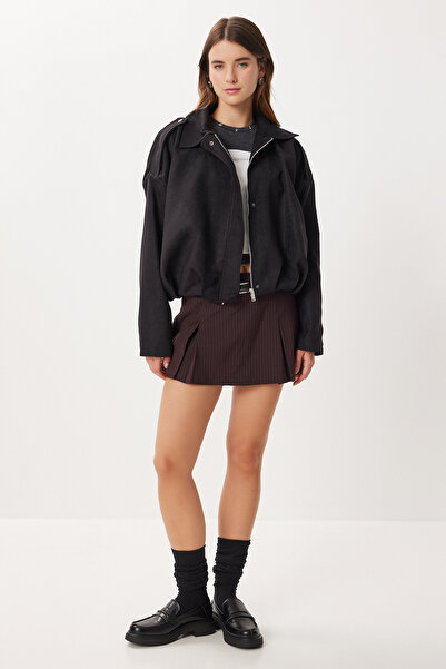Lovelyİstanbul Suede Look Bomber Jacket Loh0014 Black