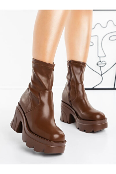 MİASHOES Γυναικείες Μπότες Πλατφόρμας Y2017 Καφέ