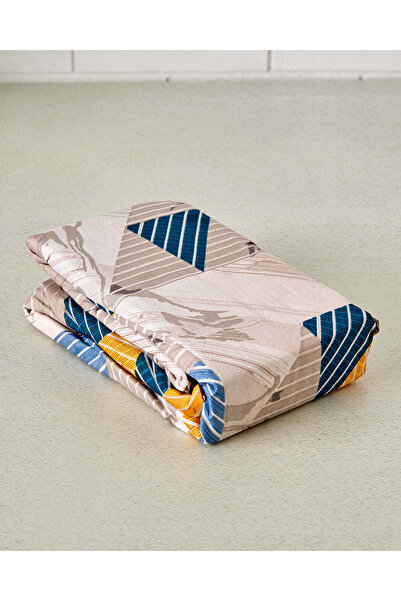 REDTAG Blue Geometric Printed Fitted Sheet (King Size)