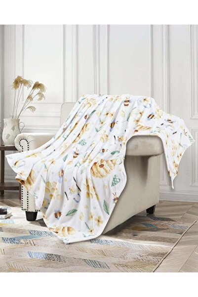 REDTAG Yellow Honey Bee Printed Blanket