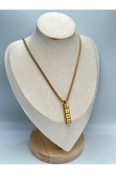 MyladyAccessoriess قلادة بتفاصيل نصية (فولاذ)