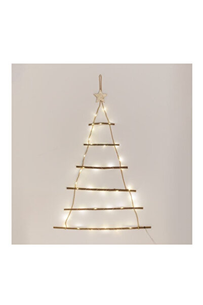 Lumi LUXURY Hanging Christmas Tree Decoration with LED Lights Wood Rope 63 x 100 cm