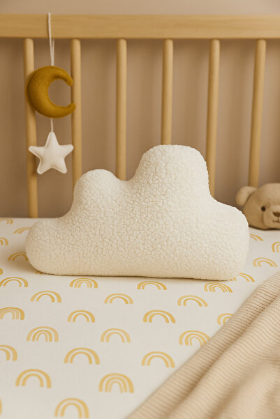 Nari Collections Bulut Şekilli Teddy Kumaş Bebek Yastığı – Soft Krem Dekorati...