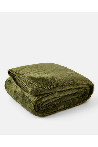 REDTAG Green Plush Blanket (Double Size)