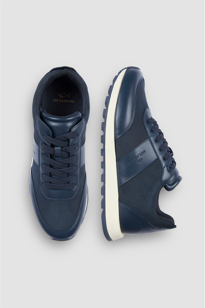 PAUL&SHARK Men's Comfortable High Sole Leather Blue Sneaker 15318012-013