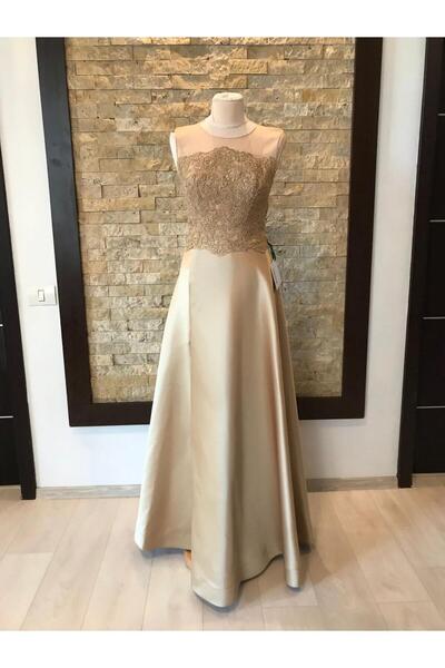 Irina Ross Lace and Gold Taffeta Dress