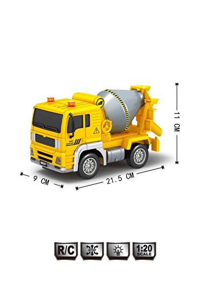 Tıfıl Toys Pilli Işıklı Sesli 1:20 Ölçek Kumandalı Eğitici Çocuk Oyuncak RC Çimento Kamyonu