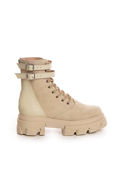 Vanilla Days Beige Honey Love Suede & Smooth Leather Ankle Boots