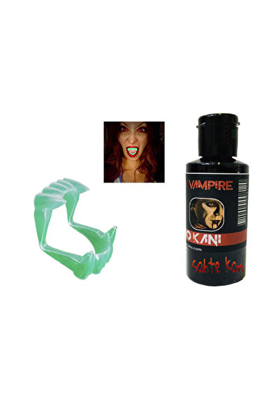 ForWhat Set de dinți de vampir cu fosforescență dublă pentru gura, 50GR, sâng...