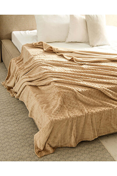 REDTAG Beige Jacquard Blanket (Single Size)