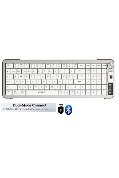 Sarftech 99 Tuş Zarif Tasarım Dual Mode Bağlantı BT+2.4Ghz Ayaklı Ses Kontrol Ofis Gaming Klavye