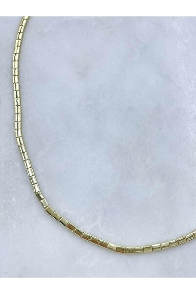 Seda Bijuteri Altın Kaplama Kare Plaka Model Kolye 45 cm Gold