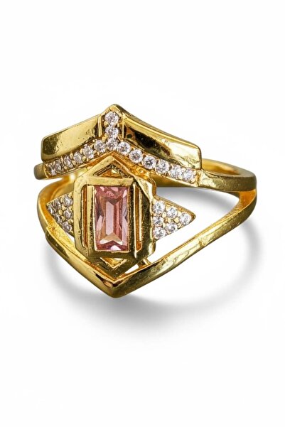 TAKIŞTIR Gold Color Stone Detailed Adjustable Ring