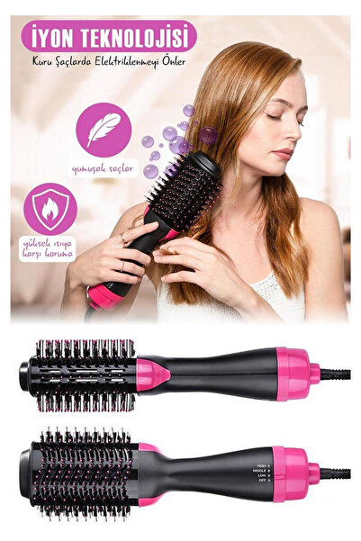 teknotrust Фен для волосся, випрямляч для волосся, щітка для фена, масажна щі...