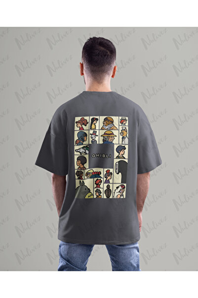 Nulivez Anime Studio Ghibli Design Back Printed High Quality Compact Unisex Oversized T-Shirt