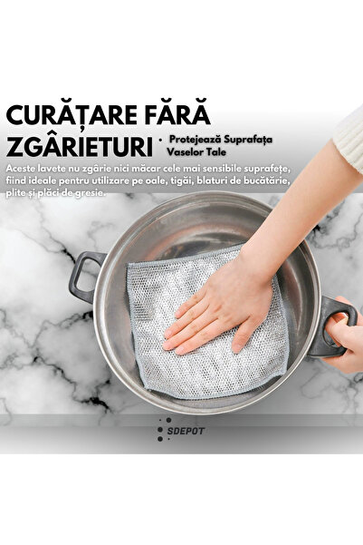 SDEPOT Set of 5 double-layer dishcloths, made of abrasive fiber, silver