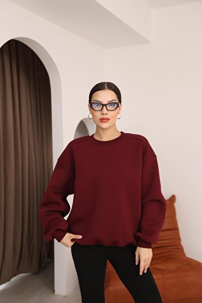 İgnites سترة ريبانالا باللون الأحمر الداكن قصة فضفاضة -IGNİTES-00014