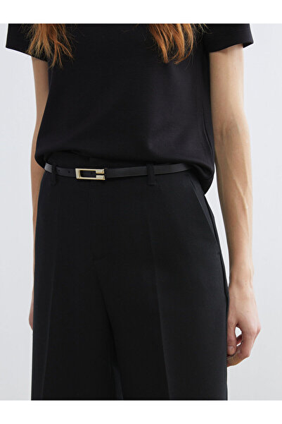 LC Waikiki Lcw Vision Black Belted Standard Fit Women's Trousers