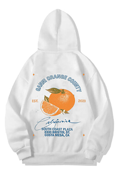 Rivox Unisex White Hooded Oversized Sweatshirt Ganni Printed