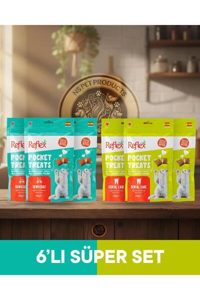 Reflex Pocket Treats Kedi 6'lı Set Skin Coat ve Dental - 6x70gr