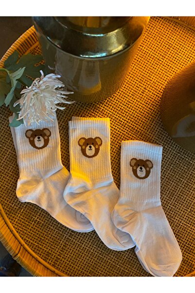 Loft Wear 6 Çift Ayıcık Desenli Kolej Çorap - Soket boy - A Kalite